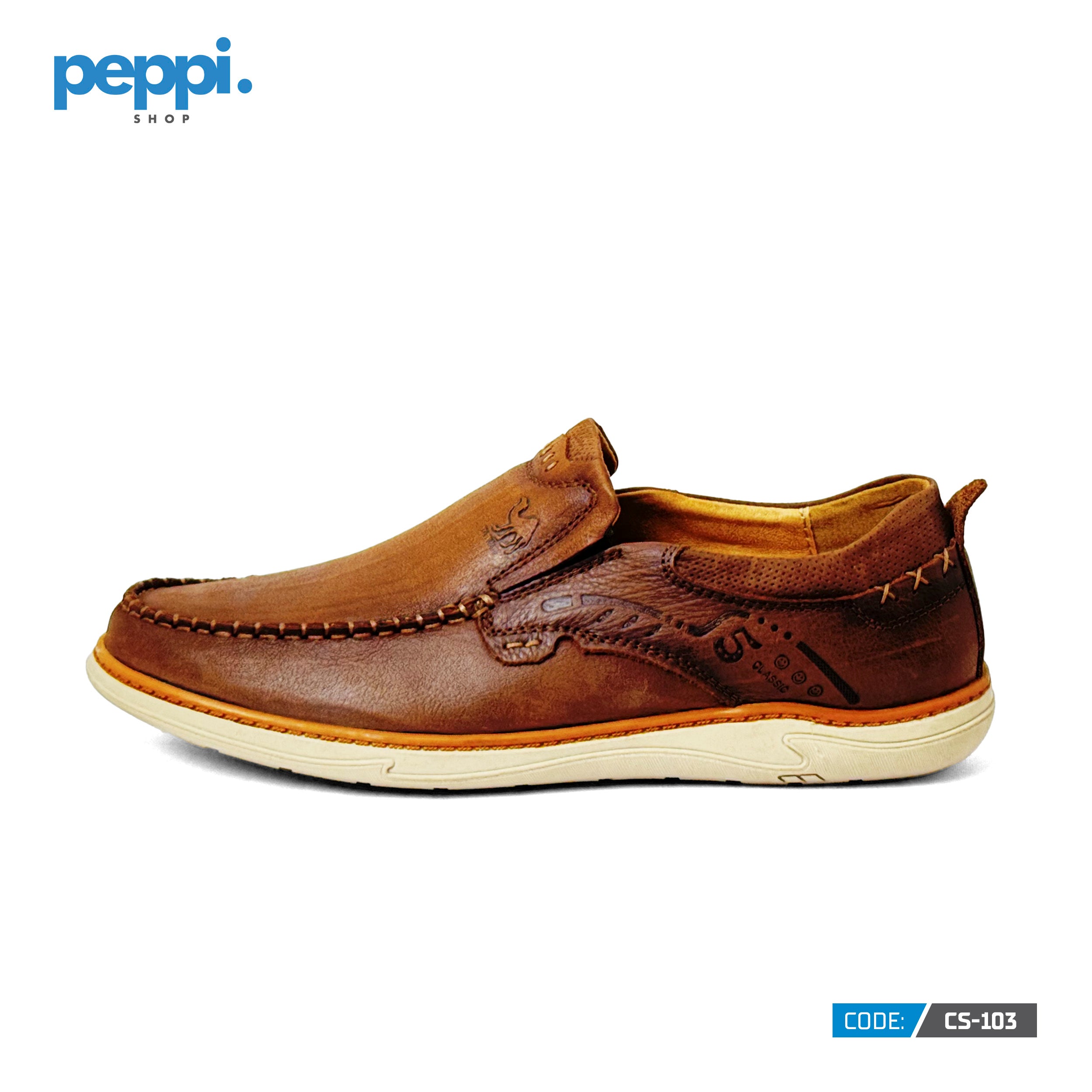 CS 103 Coffee Bob Leather Durable Lightweight Casual Shoes For Men 39 Coffee